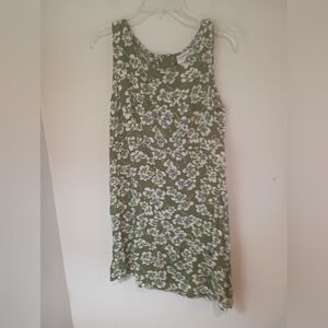 Jaclyn Smith Classics Green Floral Rayon Sleeveless Shift Dress Size 10 Vintage